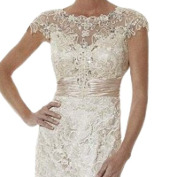 SALE NWT Christina Wu Elegance 20176 Lace Mother of the Bride Dress Cream Size 8 - Picture 5 of 9